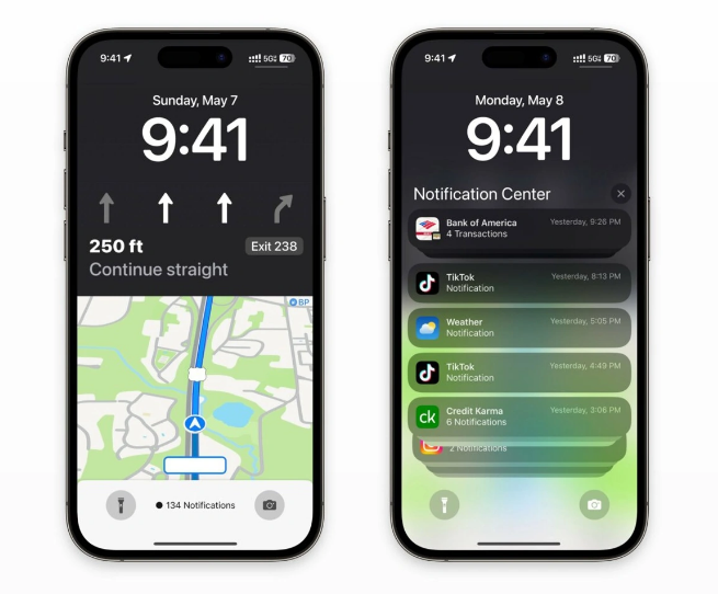 宁城苹果维修服务分享iOS17锁屏地图导航半屏显示长什么样 